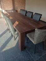 Grote Massief eiken eettafel, Ophalen, Gebruikt, 100 tot 150 cm, 200 cm of meer