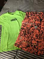 2 T-shirts maat 146-152, neon groen en oranje met print, Ophalen of Verzenden, Zo goed als nieuw, Jongen, Shirt of Longsleeve