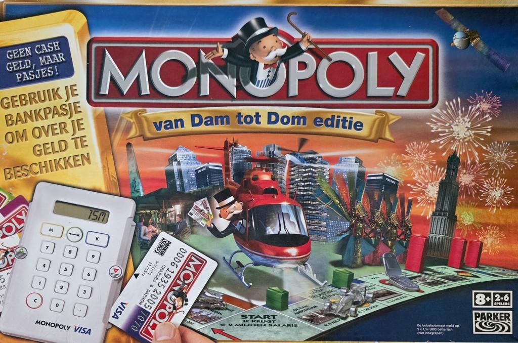 Monopoly van Dam tot Dom editie met bankpasjes, Hobby en Vrije tijd, Gezelschapsspellen | Bordspellen, Vijf spelers of meer, Ophalen of Verzenden