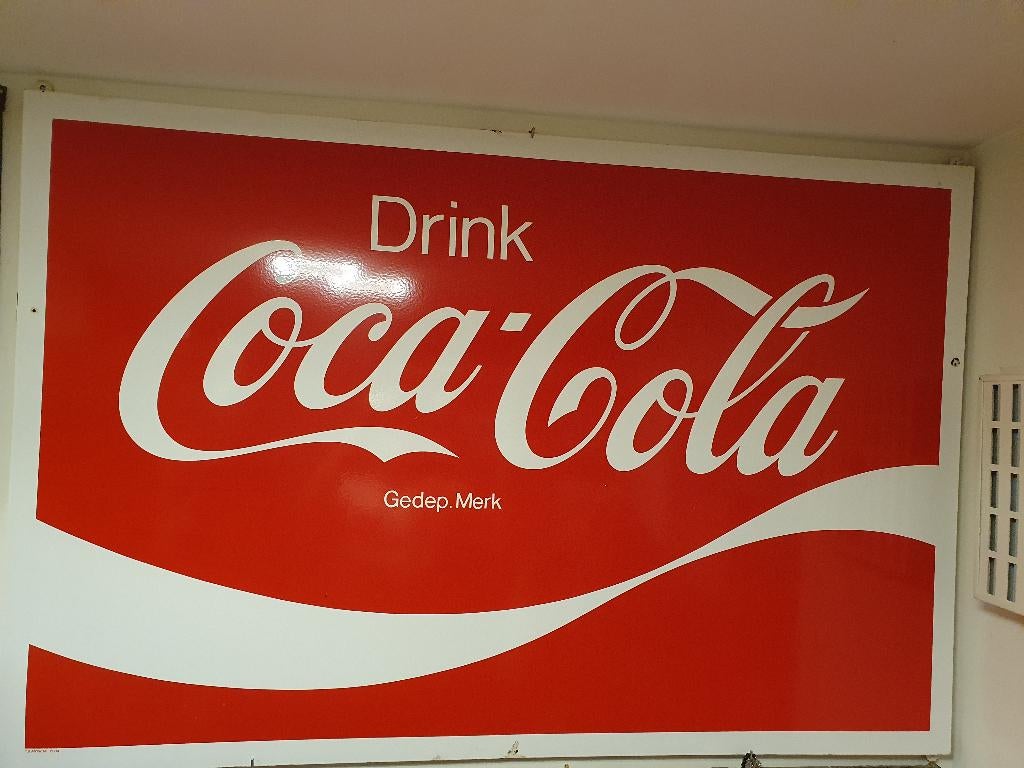 Coca cola emaille reclamebord, Verzamelen, Ophalen, Zo goed als nieuw, Reclamebord