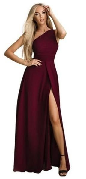 Bordeauxrode one-shoulder galajurk met stola, 36 - 42, Galajurk, Nieuw, Ophalen of Verzenden, Maat 36 (S)