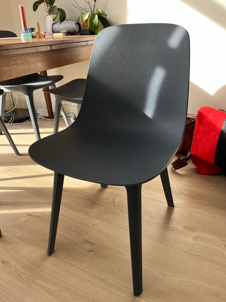 Ikea ODGER eetkamerstoelen blauw (5 stuks), Huis en Inrichting, Ophalen, Kunststof, Blauw, Zo goed als nieuw