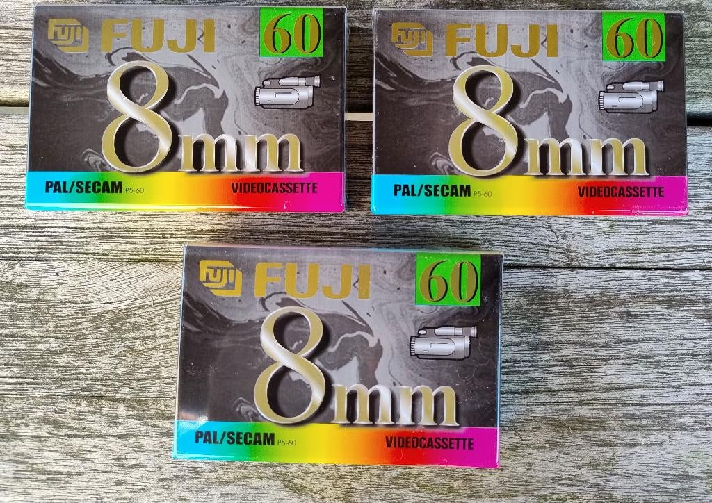 3x cassette bandjes VIDEOCASSETTE 8mm Filmcamera FUJI, Ophalen of Verzenden, 8mm, (Video)band