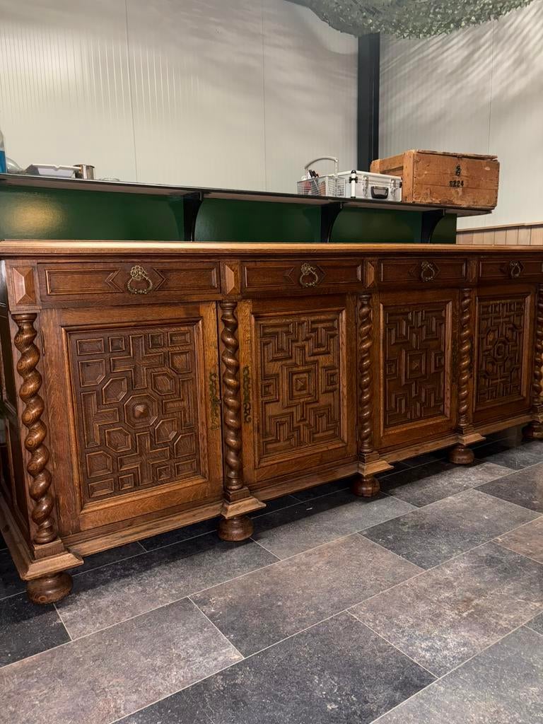 Antieke eikenhouten dressoir, Eikenhout, Ophalen of Verzenden, Zo goed als nieuw, 200 cm of meer