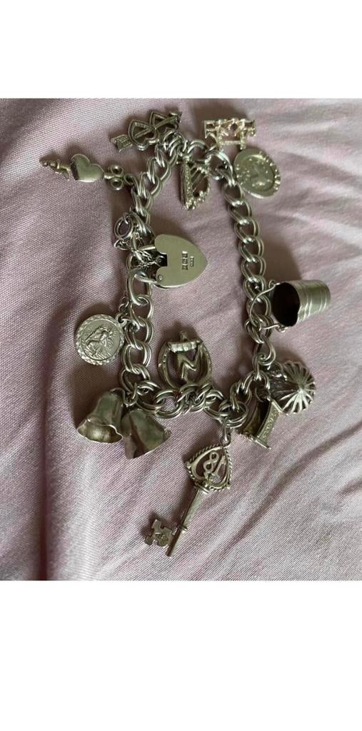 Zilveren bedelarmband met prachtig slot veiligheidsketting, Ophalen of Verzenden, Zilver, Armband