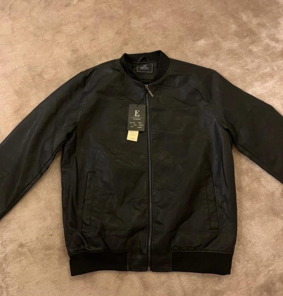 Emporio Armani Leren jas maat L, Ophalen of Verzenden, Nieuw, Maat 52/54 (L), Zwart