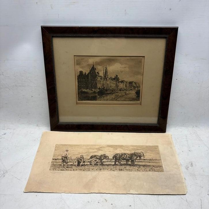 Waalko Jans Dingemans (1873-1925) - twee etsen, Antiek en Kunst, Kunst | Etsen en Gravures, Ophalen of Verzenden