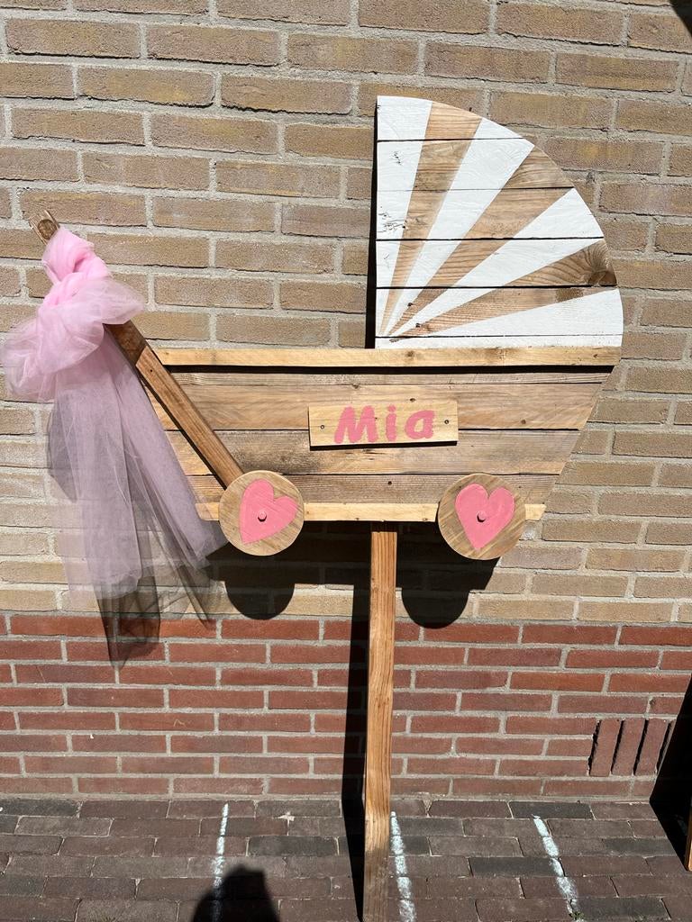 Geboortebord kinderwagen, Kinderen en Baby's, Kraamcadeaus en Geboorteborden, Ophalen, Zo goed als nieuw, Geboortebord