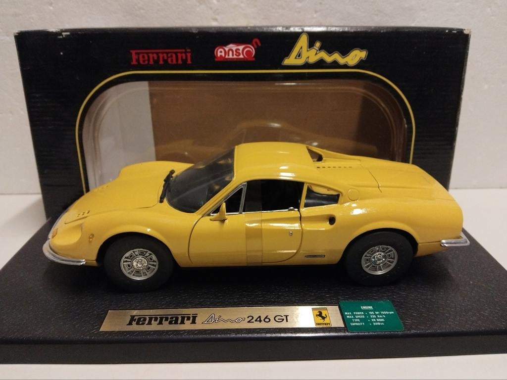 Ferrari Dino 246 GT 1/18 Anson – Jaune – Miniature Collection Boîte