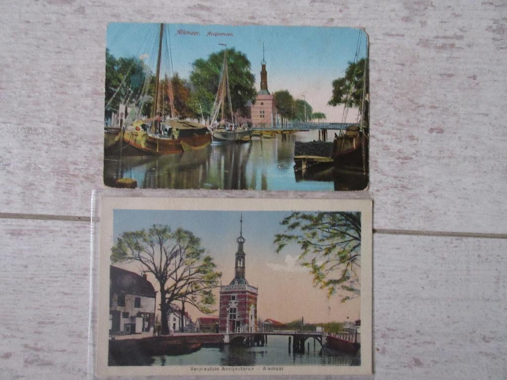 Twee oude ansichtkaarten Accijnstoren Alkmaar, Ophalen of Verzenden, 1940 tot 1960, Noord-Holland