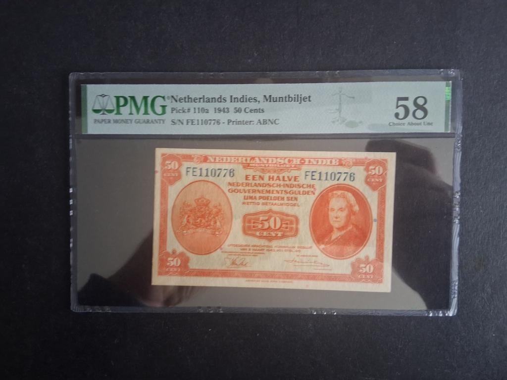 50 cent Nederlands Indie 1943 PMG 58, Ophalen of Verzenden, Los biljet