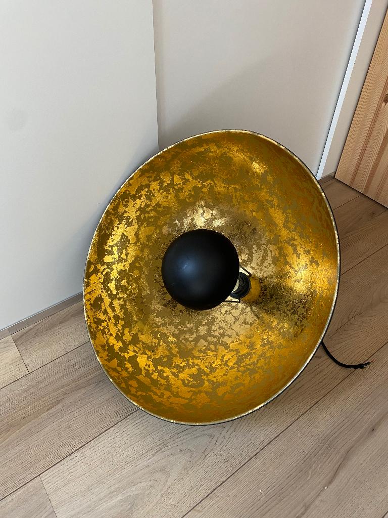 QAZQA Hanglamp zwart/goud, Huis en Inrichting, Lampen | Hanglampen, Ophalen, Zo goed als nieuw, Metaal, Minder dan 50 cm