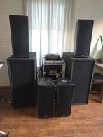 Grote PA speaker set met versterkers en flightcases, Ophalen, Gebruikt, Minder dan 500 watt