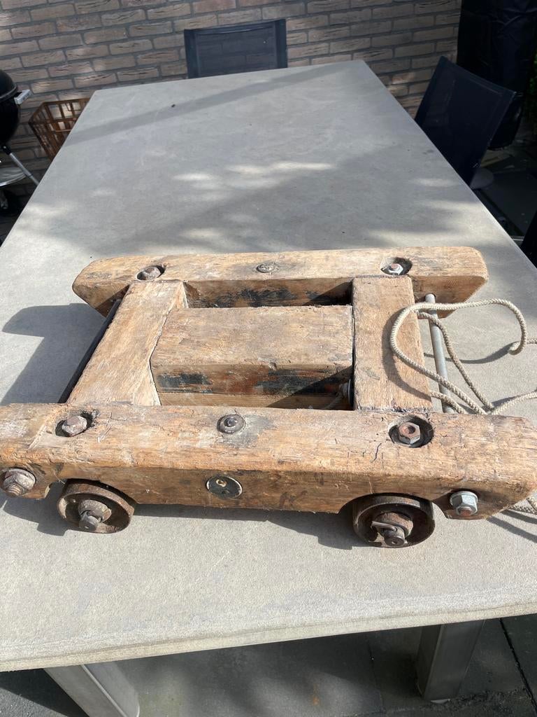 Antieke houten dolly/transportwagen hondje, Ophalen of Verzenden