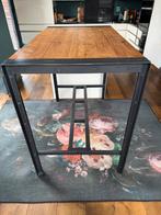 Bartafel Fendy : Teakhout Zwart Staal 140x80x110 & 4 krukken, Ophalen, Met voetsteun, Zo goed als nieuw, 90 cm of meer