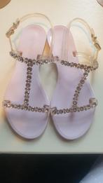 Menghi sandals met swarovski, Zo goed als nieuw, Roze, Sandalen of Muiltjes, Ophalen of Verzenden