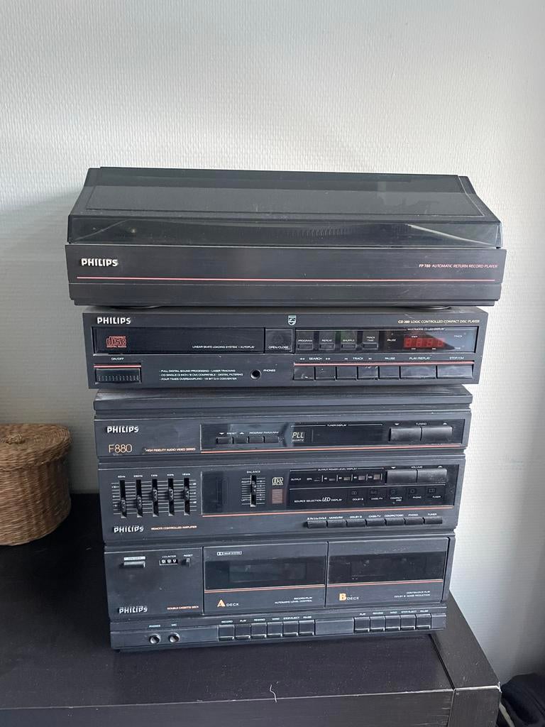 Philips Stereotoren F880 met LP, CD, Radio en Cassettedeck, Audio, Tv en Foto, Ophalen, Philips, Gebruikt, Cassettedeck