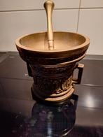 Grote antieke messing vijzel met stamper, bijna 5 kg, Antiek en Kunst, Ophalen of Verzenden