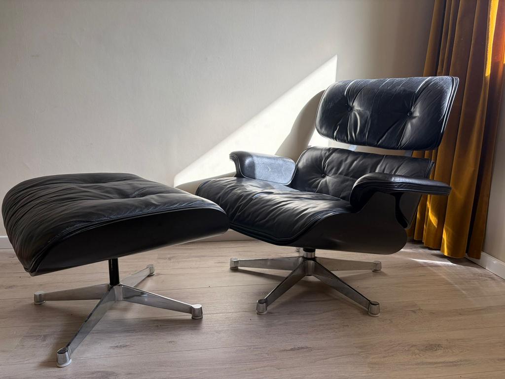 Eames lounge chair origineel Vitra, Huis en Inrichting, Stoelen, Ophalen, Gebruikt, Zwart, Midcentury modern