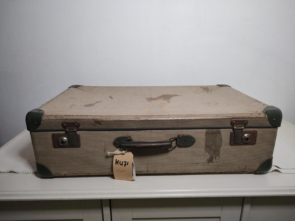 K471 VINTAGE jaren 50 koffer van gesperst karton, 60 tot 70 cm, Overige materialen, Gebruikt, -