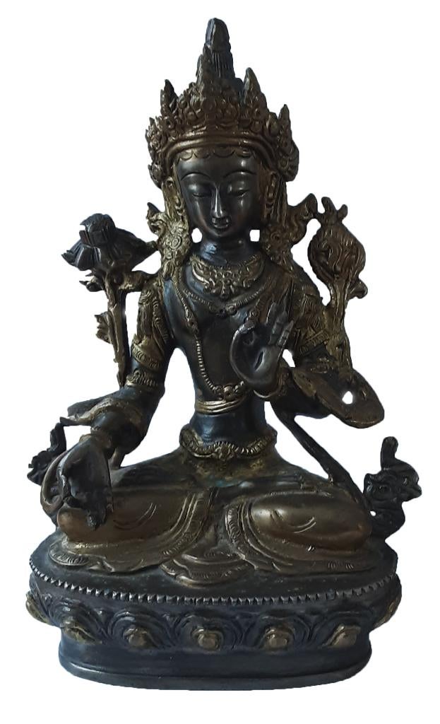 Witte Tara, Antiek en Kunst, Ophalen, Brons, 20 - 50 cm, Beeld