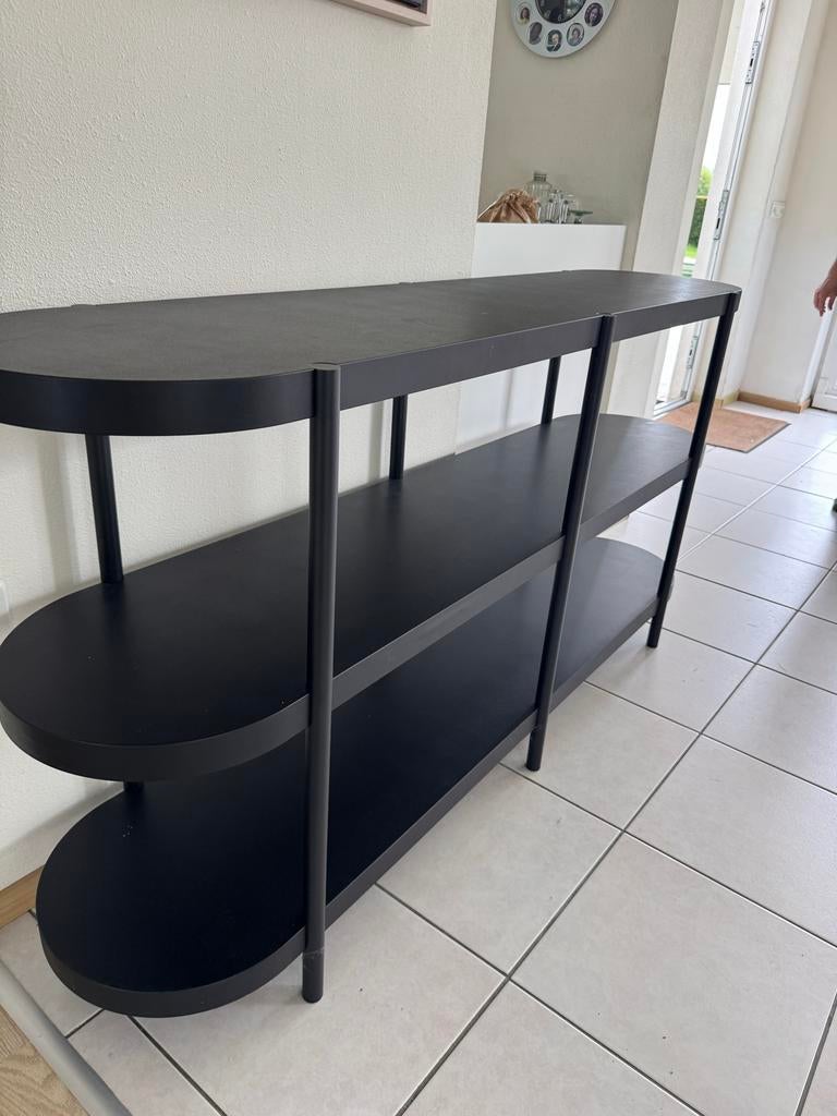 Zwarte stellingkast met drie planken, Huis en Inrichting, Kasten | Stellingkasten, Ophalen, Gebruikt