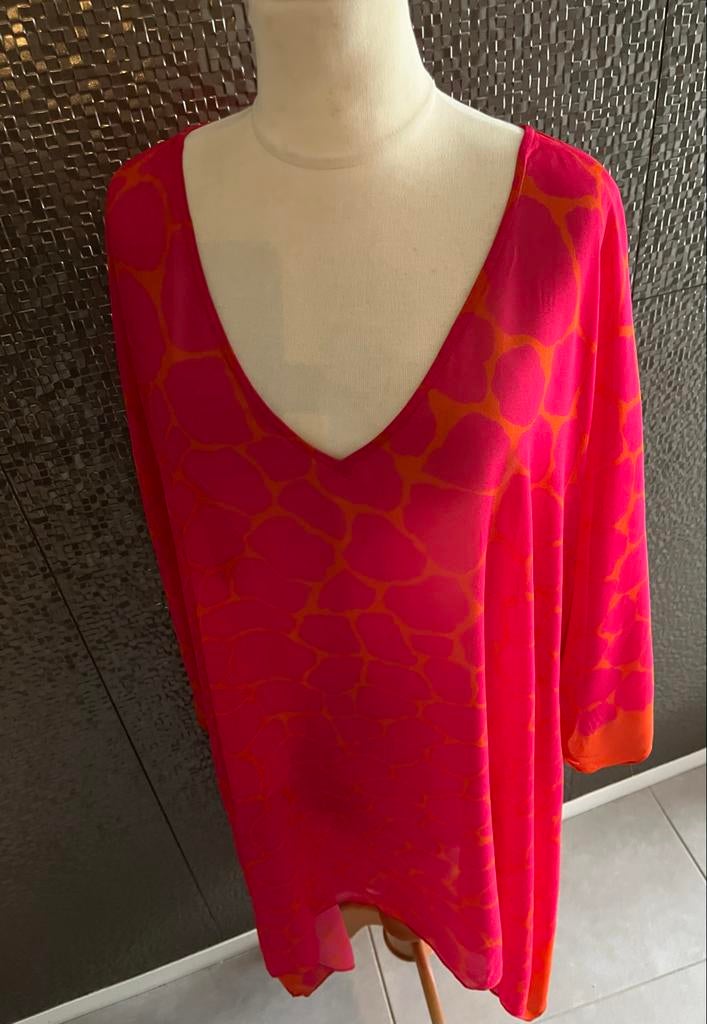 Elena Miro roze oranje top D46, Kleding | Dames, Tops, Zo goed als nieuw, Maat 46/48 (XL) of groter, Roze, Lange mouw, Ophalen of Verzenden