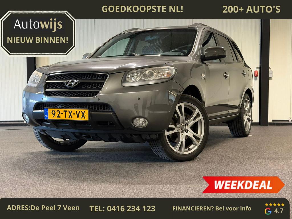 Hyundai Santa Fe 2.7i V6 4WD Style|TREKHAAK|PANO|LEDER|STOEL, Auto's, Hyundai, Santa Fe, Gebruikt, Zwart, 2000 kg