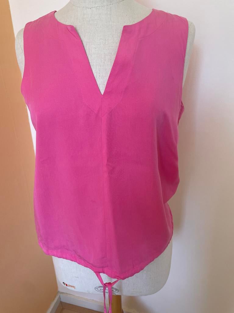 Roze mouwloze top met V-hals en trekkoord, Kleding | Dames, Maat 38/40 (M), Ophalen of Verzenden, Zo goed als nieuw, Roze