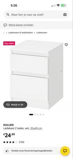 Ikea KULLEN Ladekast 2 lades, wit, Minder dan 50 cm, Gebruikt, 1 of 2 laden, Ophalen of Verzenden