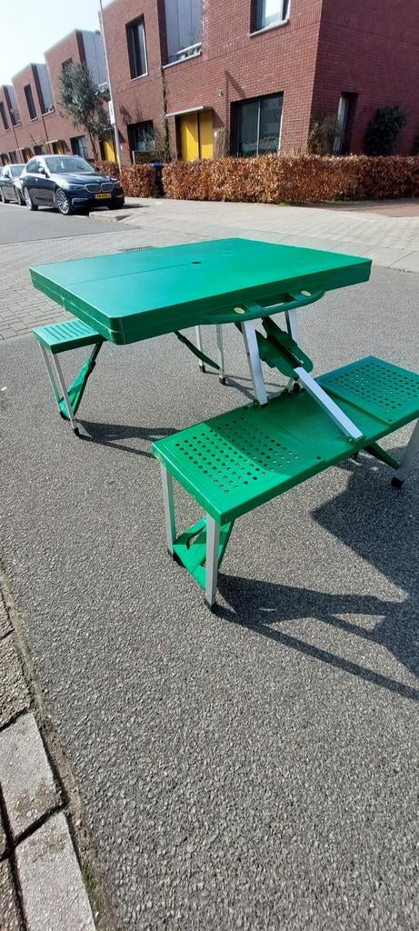 Koffertafel, inklapbaar voor 4 personen, Tuin en Terras, Picknicktafels, Ophalen, Rechthoekig, Aluminium, Inklapbaar