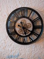 Mooie ronde zwarte klok rond 50 cm, Ophalen, Zo goed als nieuw, Wandklok