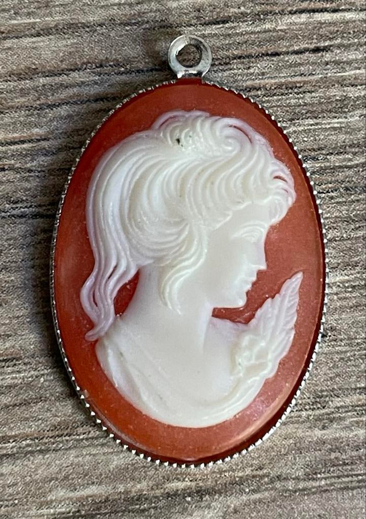 Vintage Camee Hanger - Klassieke Schoonheid, Overige materialen, Gebruikt, Overige voorstellingen, Oranje