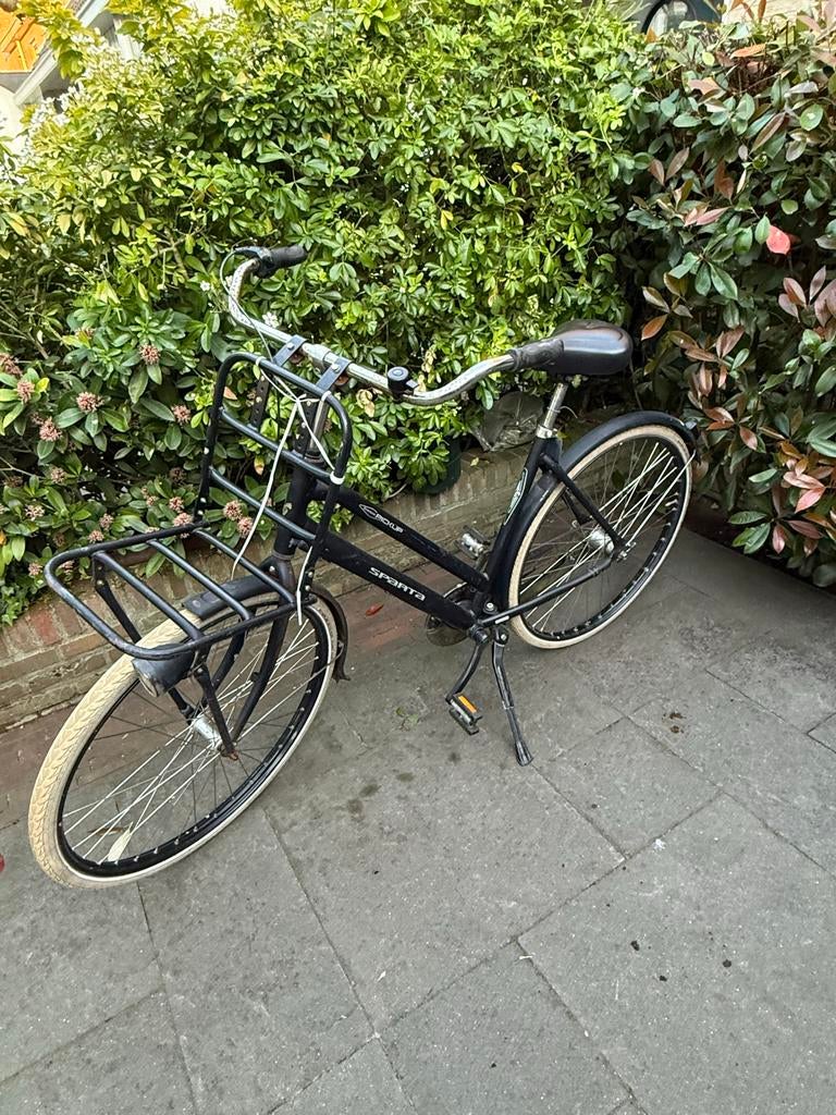 Sparta Pick-Up Damesfiets - Zwart met Voordrager, Ophalen, Sparta, Gebruikt, Velgrem