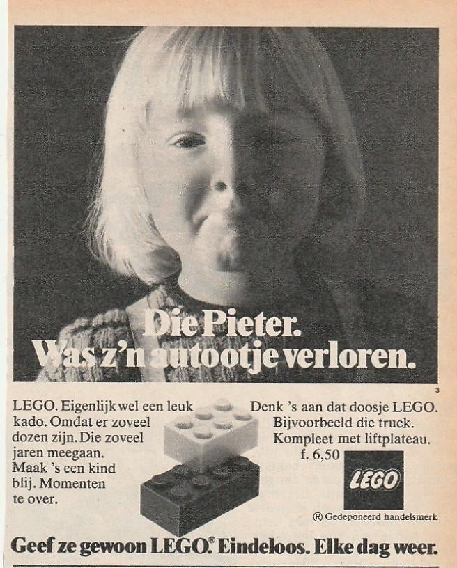 retro reclame 1975 Lego speelgoed jongetje Pieter is sip, Verzenden, Overige typen