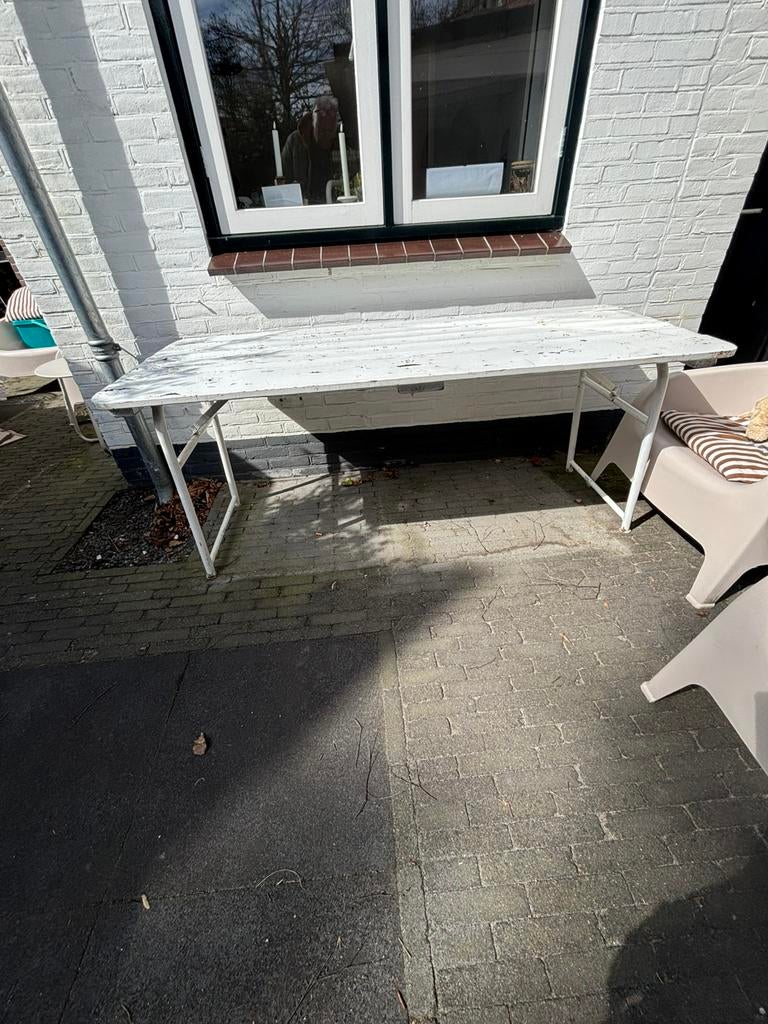 Oude legertafel biertafel opklapbaar eettafel, Ophalen