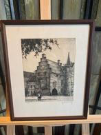 Stadsgezicht met Historische Poort – ets door J. Hummeling, Antiek en Kunst, Kunst | Schilderijen | Klassiek, Ophalen of Verzenden