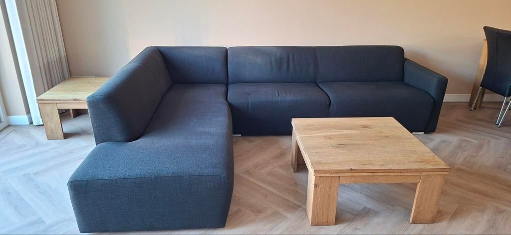 Gebruikte Hoekbank zwart 2,5 zits met liggedeelte, Ophalen, Gebruikt, Stof, Tijdloos