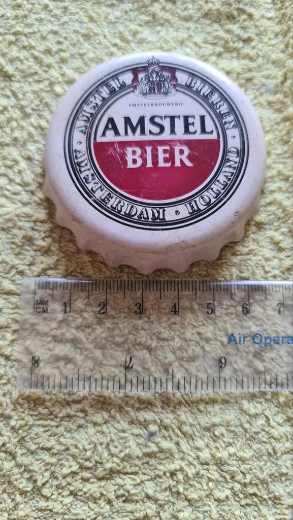 Vintage Amstel Bier Flesopener - Kroonkurk Design, Ophalen of Verzenden, Gebruikt, Flesopener, Amstel