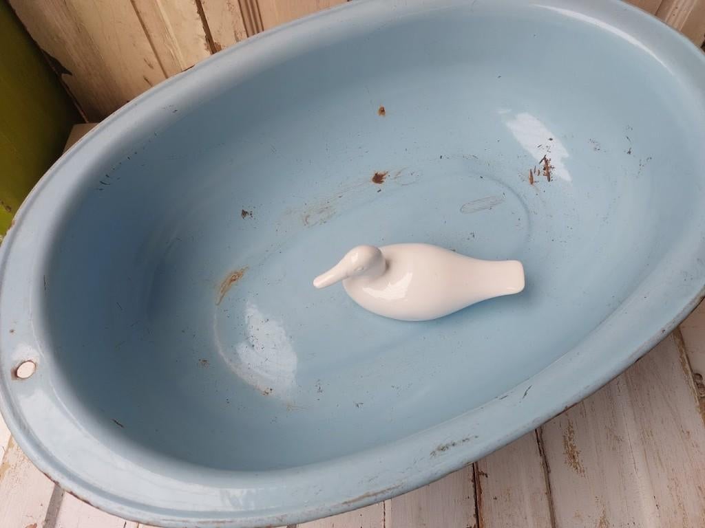 Emaille badje ijsblauw, Antiek en Kunst, Ophalen of Verzenden