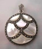 Prachtige zilveren hanger met Parelmoer en Markasieten (904), Ophalen, Zo goed als nieuw, Zilver, Zilver