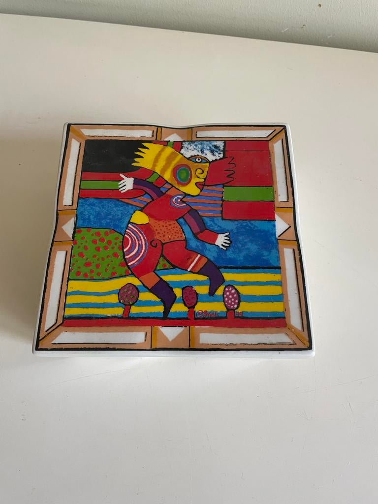 Keramieken dekseldoos Clemens Briels - Kleurrijk figuratief, Ophalen of Verzenden