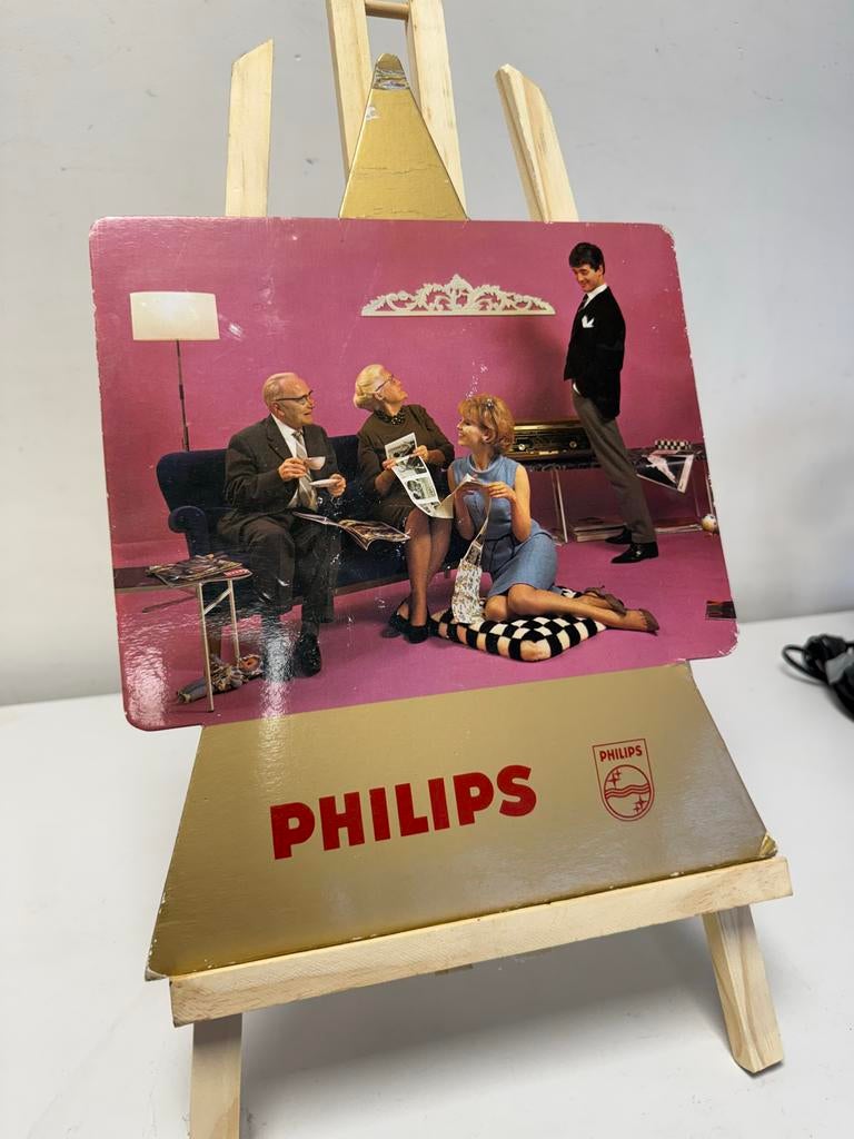 Vintage Philips reclamebord - Jaren '60 interieur, Ophalen of Verzenden