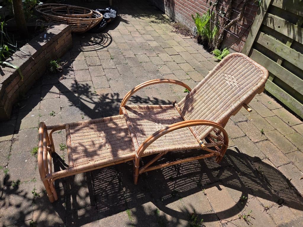 Ligstoelen rotan, Ophalen, Gebruikt, Rotan