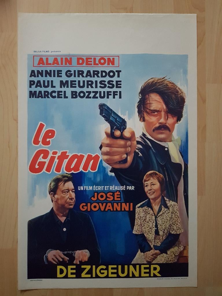 filmaffiche Alain Delon Le gitan 1975 filmposter, Rechthoekig Staand, Ophalen of Verzenden, Zo goed als nieuw, A1 t/m A3