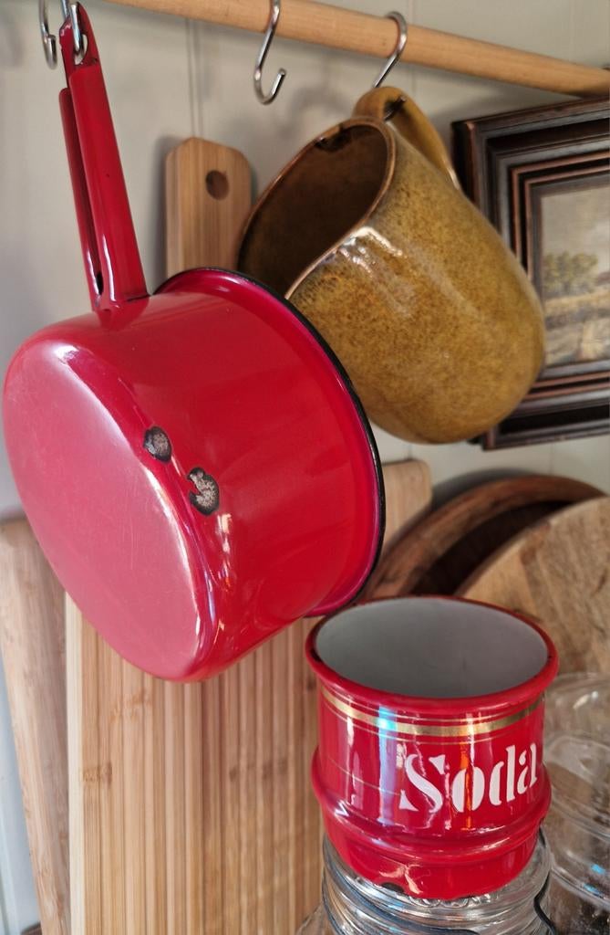 Vintage rood emaille, Ophalen of Verzenden