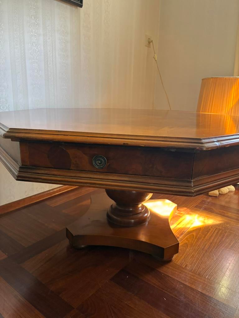 Achthoekige salontafel met 2 lades, Antiek en Kunst, Antiek | Meubels | Tafels, Ophalen