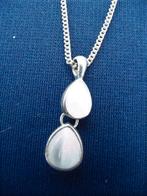 2X,zilveren ketting druppels 23 cm lang hanger EN 20 cm lang, Verzenden, Zo goed als nieuw, Met edelsteen, Zilver