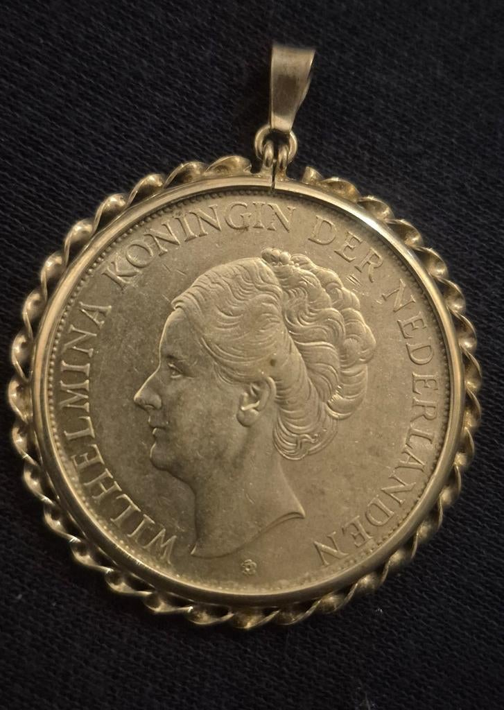 Zilveren munt hanger Koningin Wilhelmina 2 1/2, Ophalen of Verzenden, Gebruikt, Zilver, Zilver
