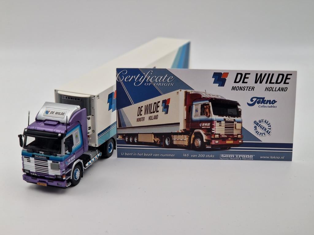 Tekno - Scania 143m 400 Gebr. de Wilde, Hobby en Vrije tijd, Modelauto's | 1:50, Ophalen of Verzenden, Zo goed als nieuw, Bus of Vrachtwagen